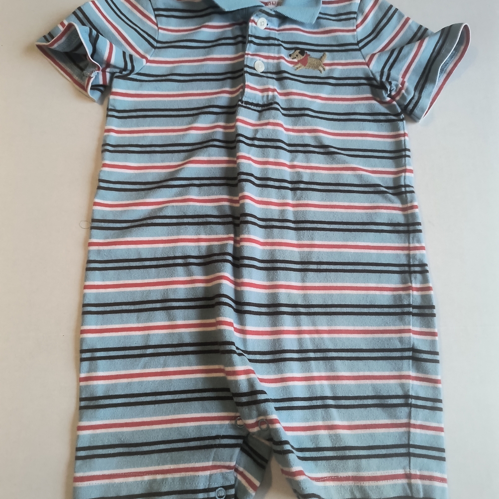 Gymboree Light Blue, Gray & Pink Striped One-Piece